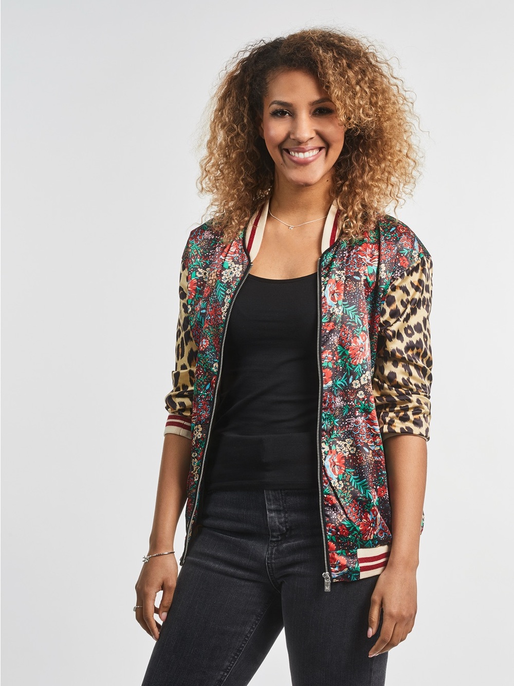 Scotch & Soda Floral and Leopard Print Multicolor Bomber Jacket - Picture 7 of 7